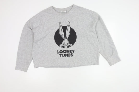 Womens UK Size S Looney Tunes Grey Pullover Sweatshirt