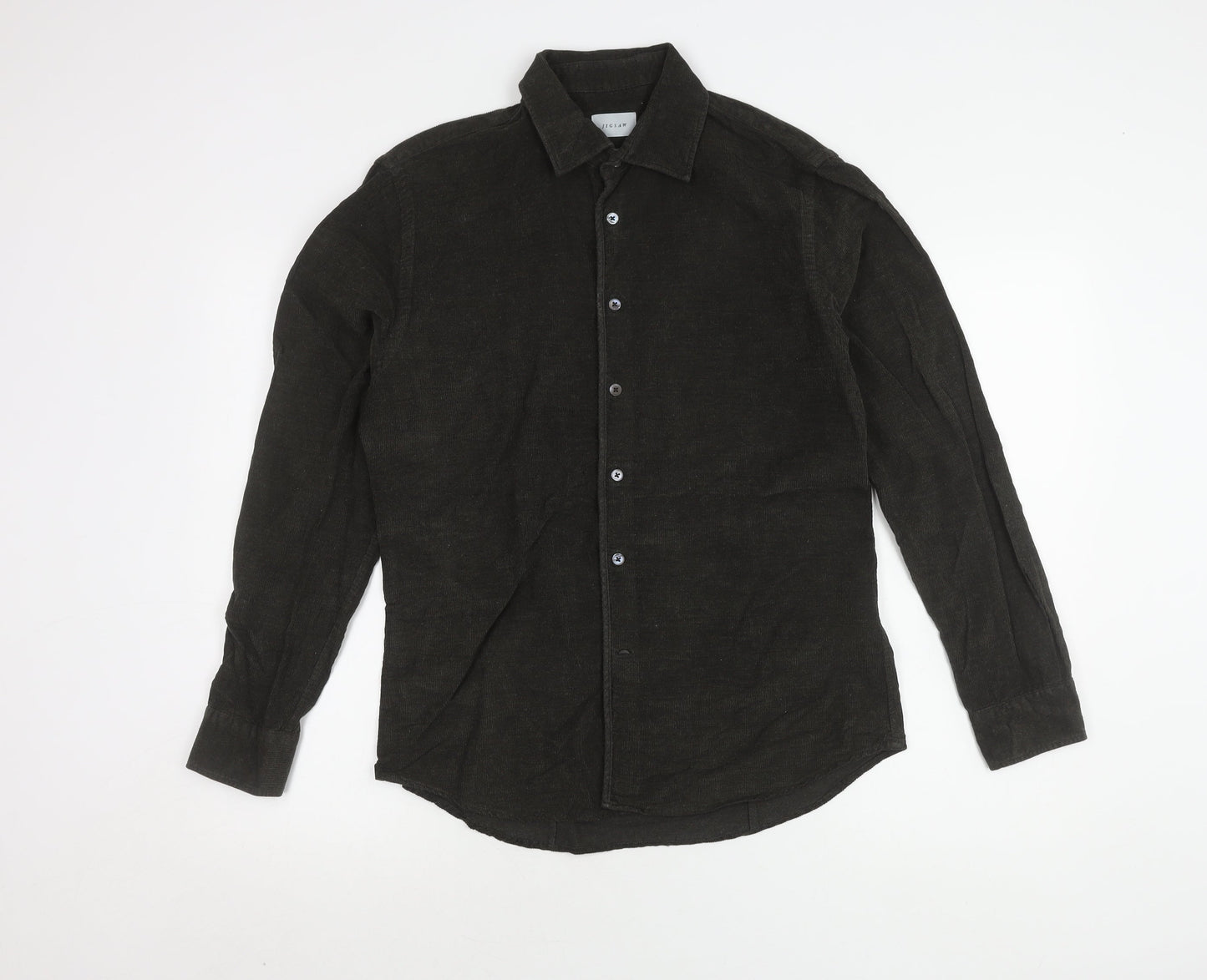 Jigsaw Men's Black Button-Up Shirt, Size S, Long Sleeve