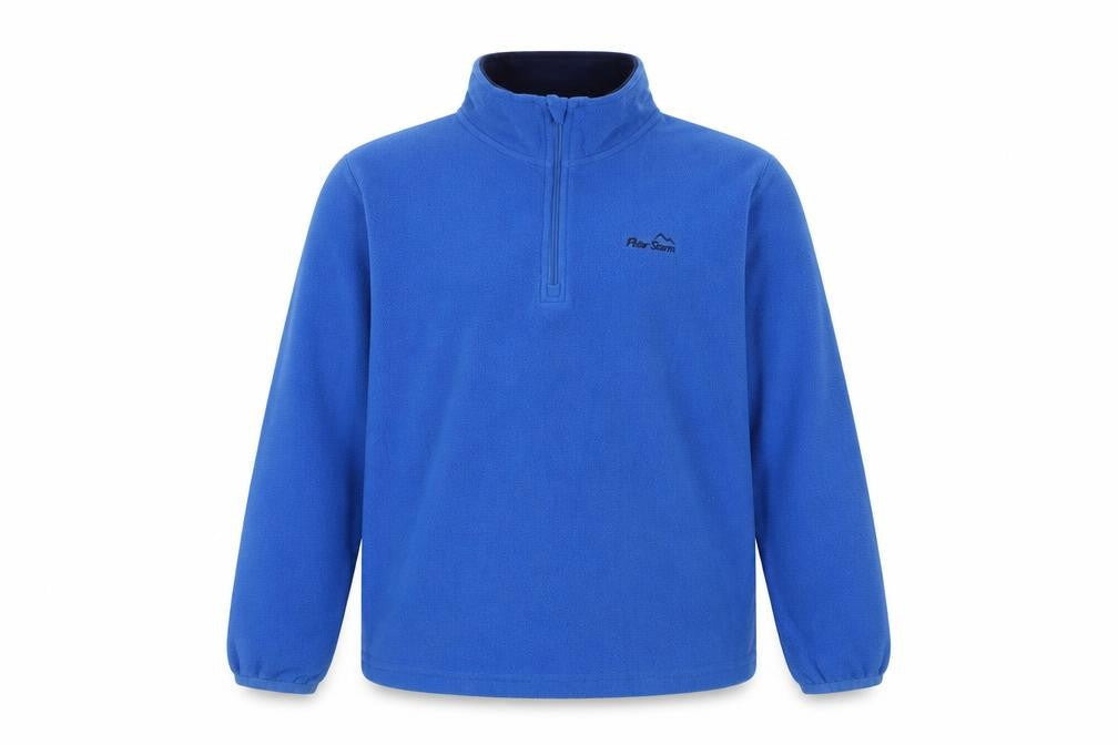 Front view of Peter Storm boys’ blue fleece sweatshirt, size 13-14