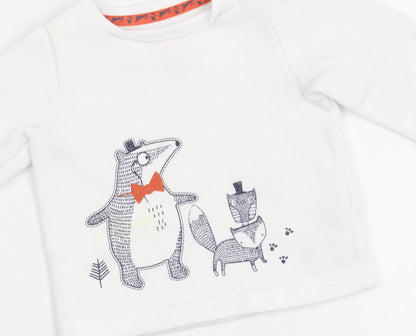Mantaray Unisex Baby Jumper 3-6 Months White Cotton Pullover