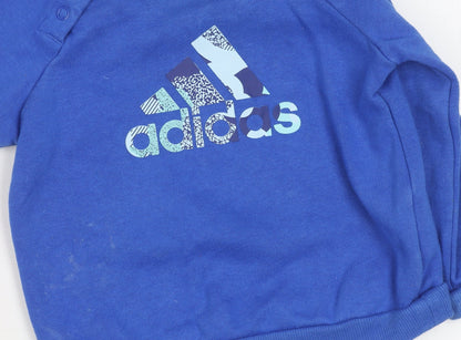 Adidas Blue Unisex Baby Pullover Jumper 6-9 Months