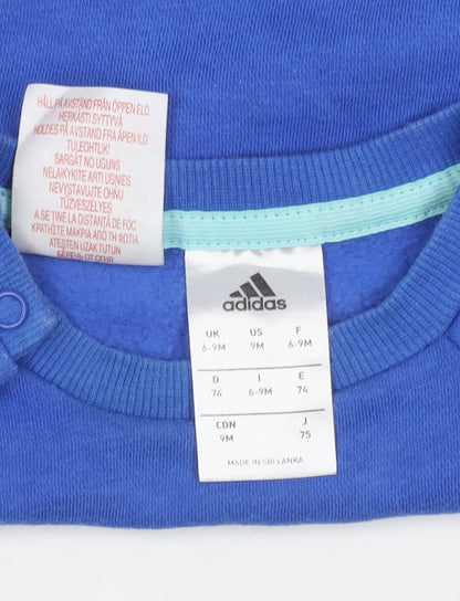 Adidas Blue Unisex Baby Pullover Jumper 6-9 Months