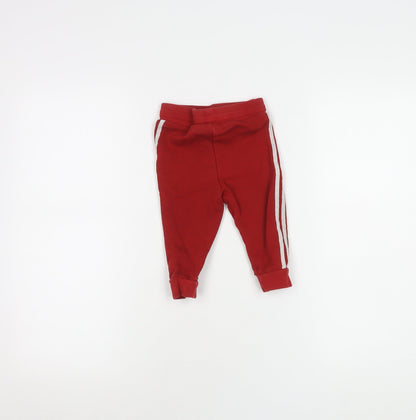 Adidas Unisex Red Jogger 9-12 Months, Elastic Waist
