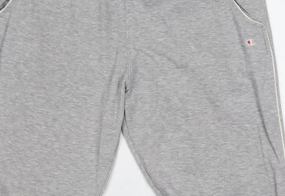Champion Men's Grey Track Pants, L, Elastic Waist, Jersey