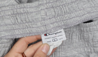 Champion Men's Grey Track Pants, L, Elastic Waist, Jersey