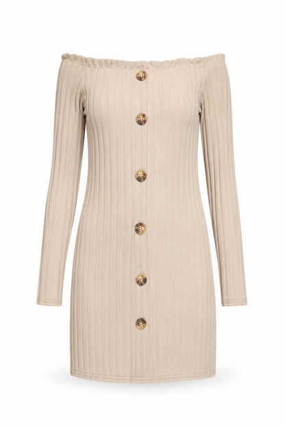 PrettyLittleThing Beige Bodycon Knee Length Dress 10