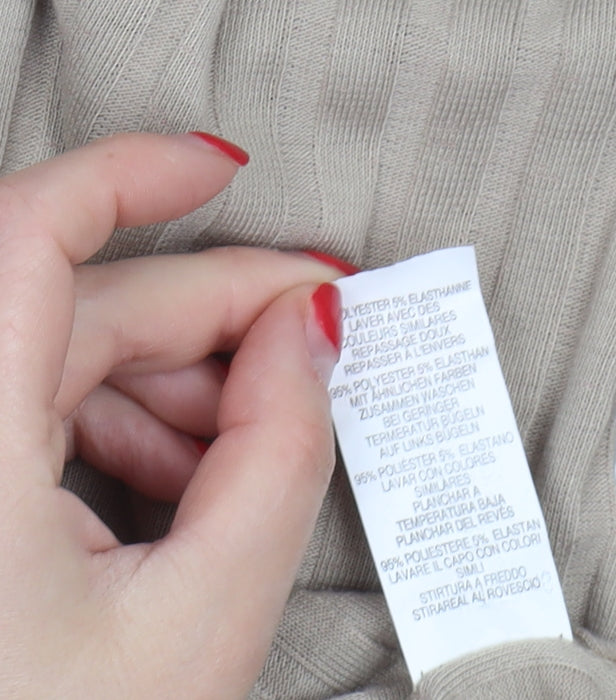 PrettyLittleThing Beige Bodycon Knee Length Dress 10