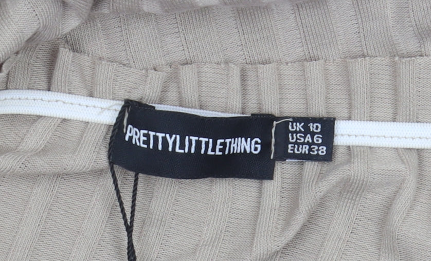 PrettyLittleThing Beige Bodycon Knee Length Dress 10