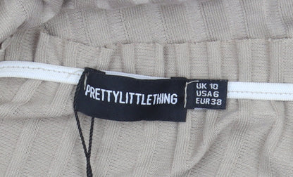 PrettyLittleThing Beige Bodycon Knee Length Dress 10