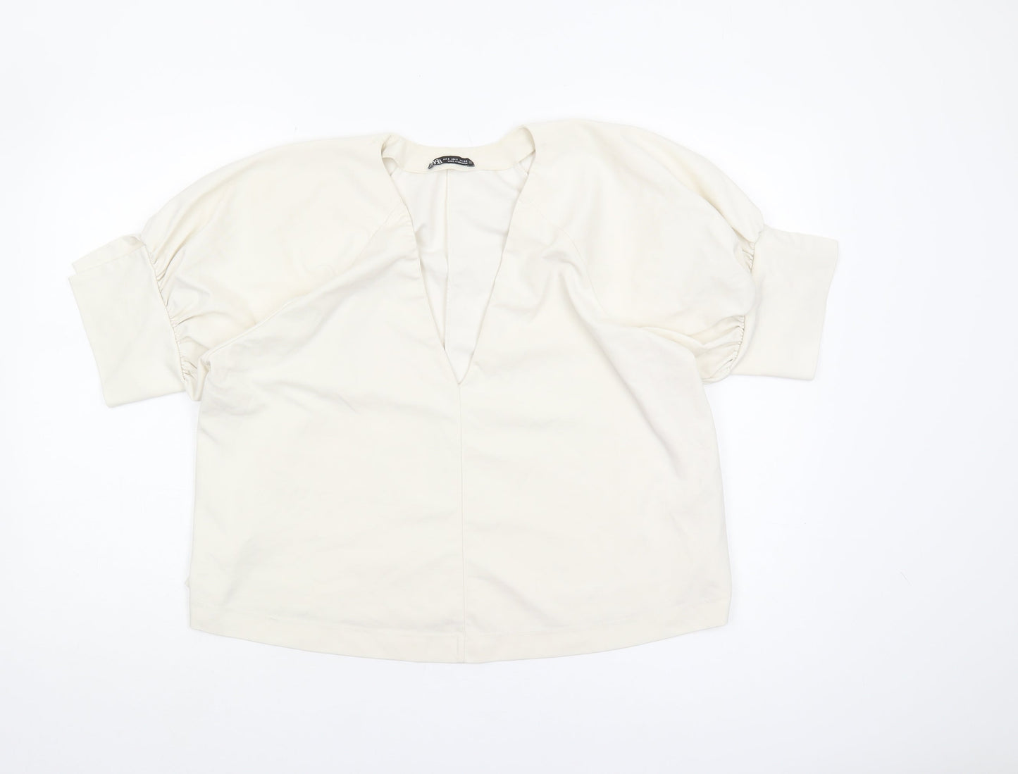 Womens UK Size S Zara Ivory Basic Blouse