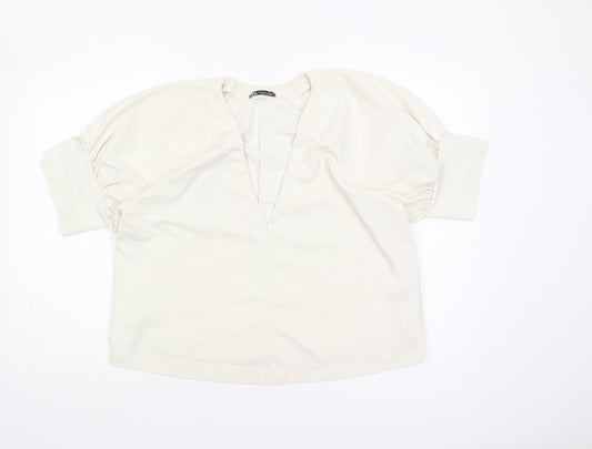 Womens UK Size S Zara Ivory Basic Blouse