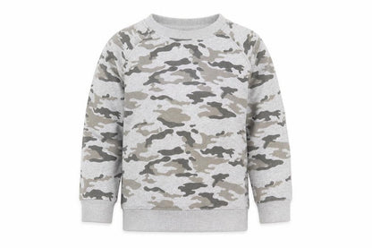Front view of Next boys’ grey camouflage sweatshirt 8 years pullover