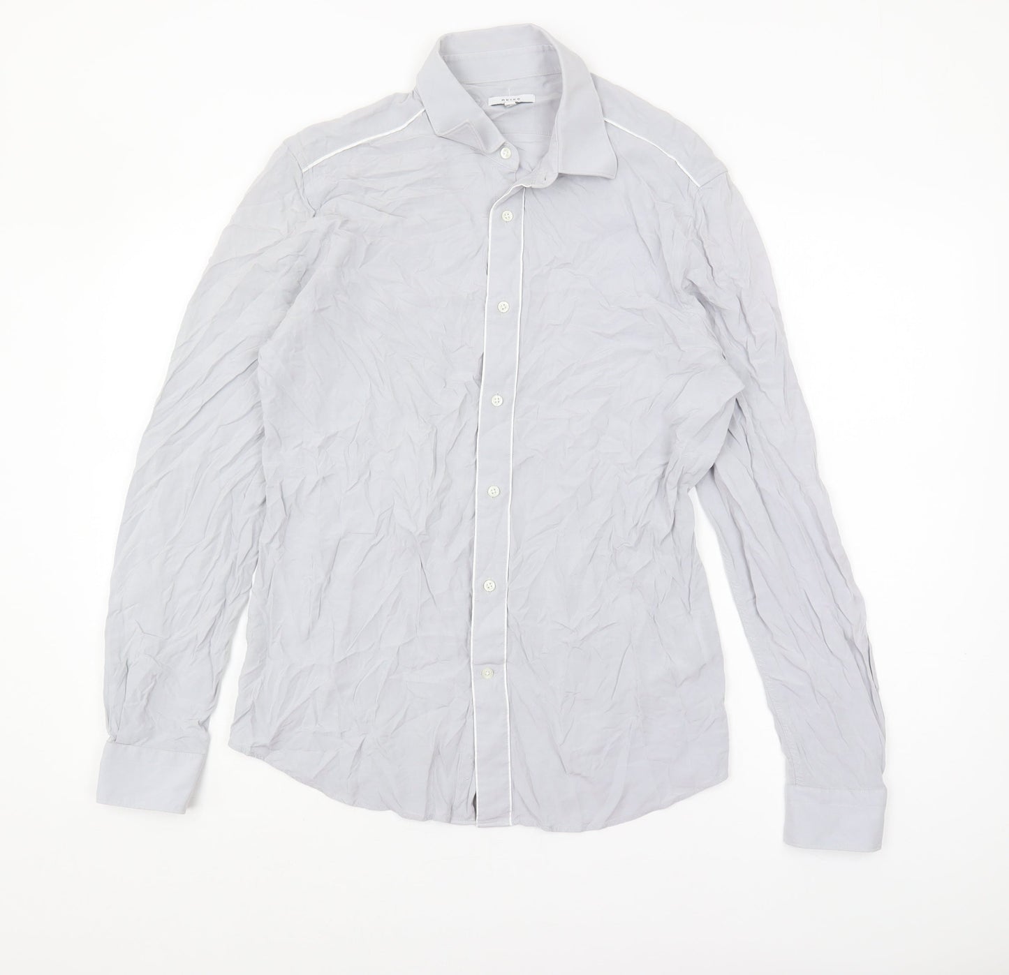 Womens UK Size M Reiss Grey Basic Button-Up