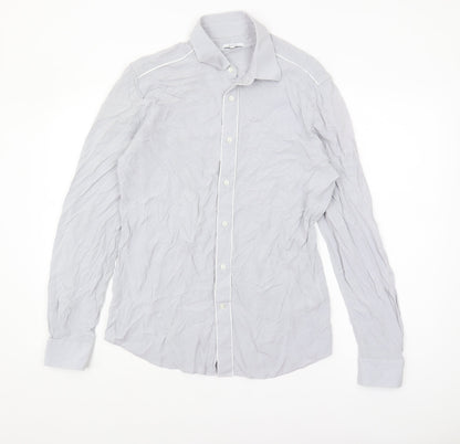 Womens UK Size M Reiss Grey Basic Button-Up