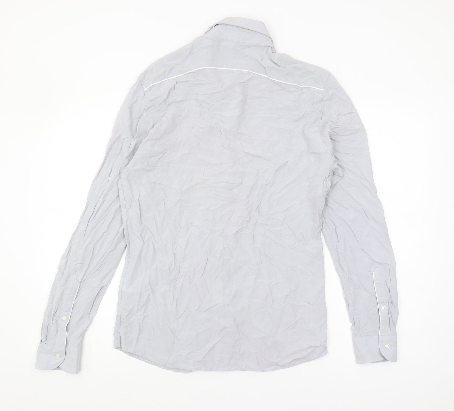 Womens UK Size M Reiss Grey Basic Button-Up