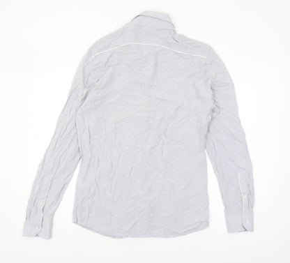Womens UK Size M Reiss Grey Basic Button-Up