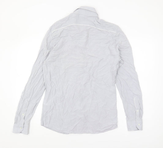 Womens UK Size M Reiss Grey Basic Button-Up