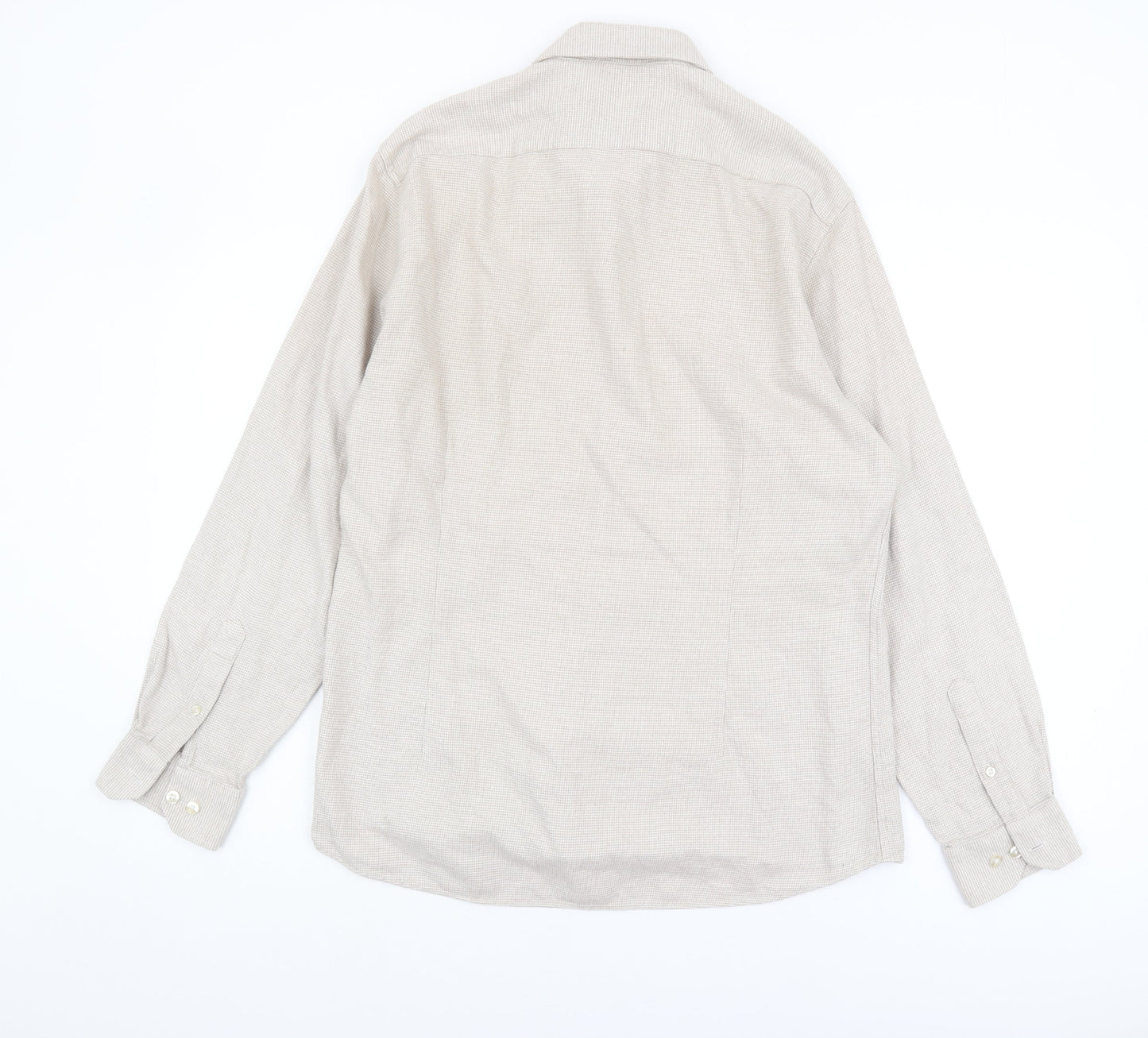 Moss London Men's Beige Slim Fit Check Shirt Size 16