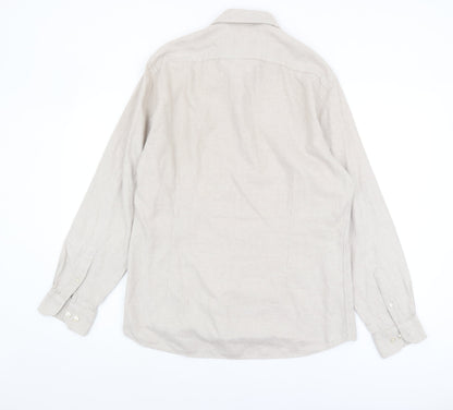 Moss London Men's Beige Slim Fit Check Shirt Size 16