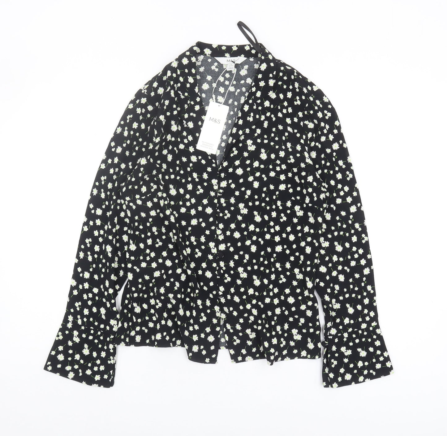 Womens UK Size 8 Marks and Spencer Black Basic Blouse