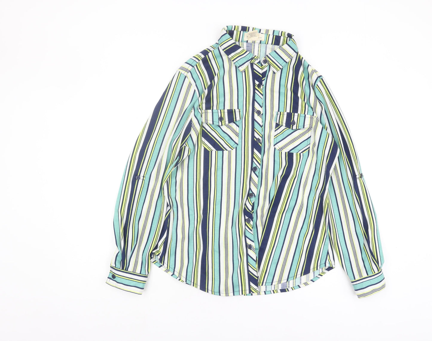 Madison & Monroe Women's Blue Striped Button-Up Shirt, S
