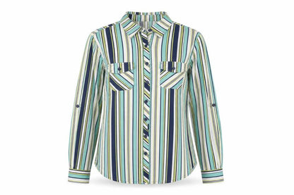 Madison & Monroe Women's Blue Striped Button-Up Shirt, S