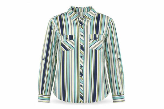Madison & Monroe Women's Blue Striped Button-Up Shirt, S