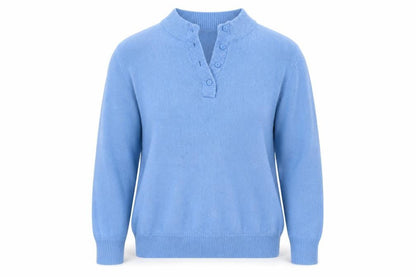 Womens UK Size 14 Damart Blue Henley Jumper