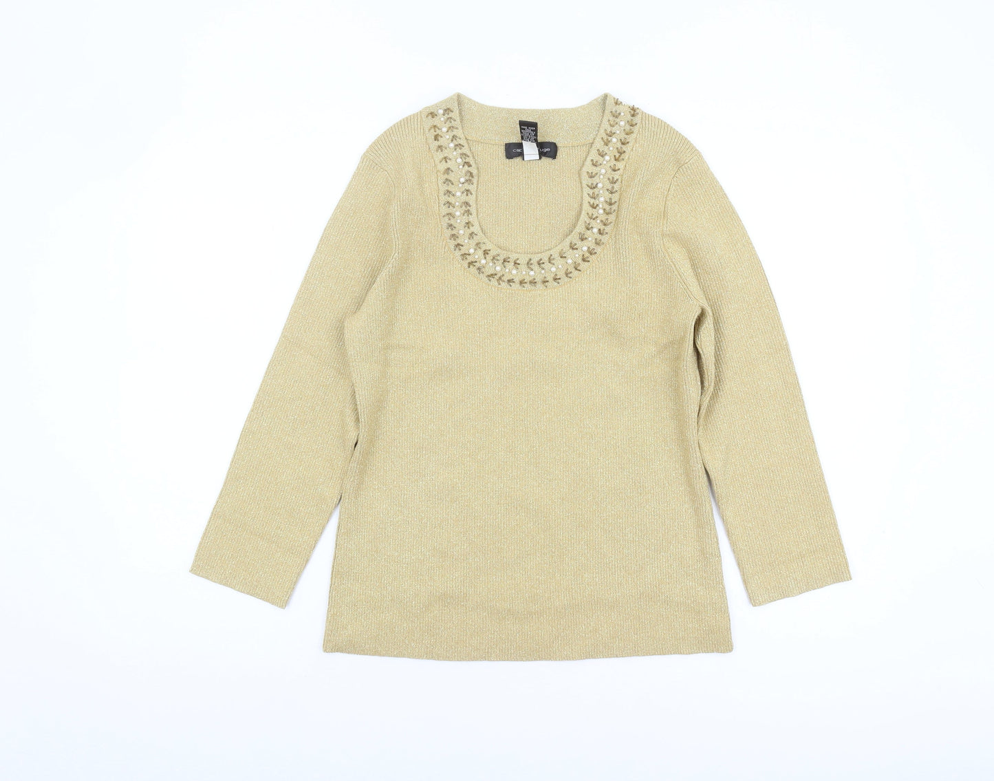 Cable & Gauge Women's Beige Studded Pullover Jumper L
