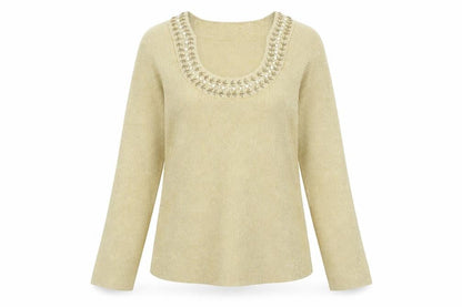 Womens UK Size L Cable & Gauge Beige Pullover Jumper