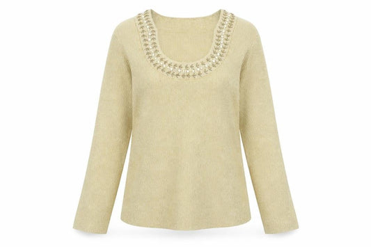 Womens UK Size L Cable & Gauge Beige Pullover Jumper
