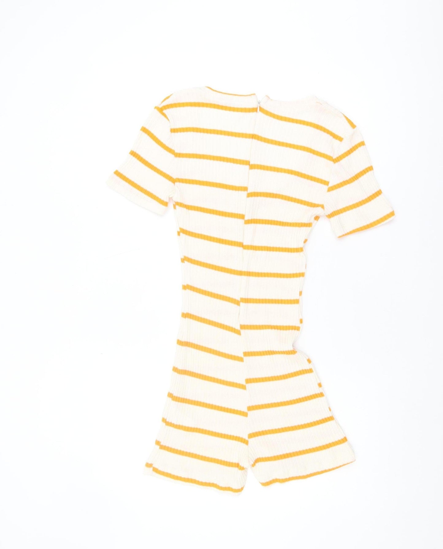 Zara Women's White Striped Playsuit M