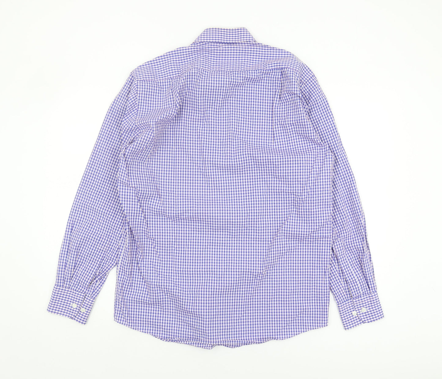 Marks and Spencer Men's Blue Check Long Sleeve Shirt
