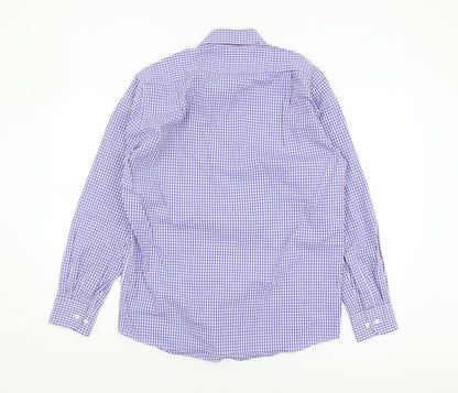 Marks and Spencer Men's Blue Check Long Sleeve Shirt
