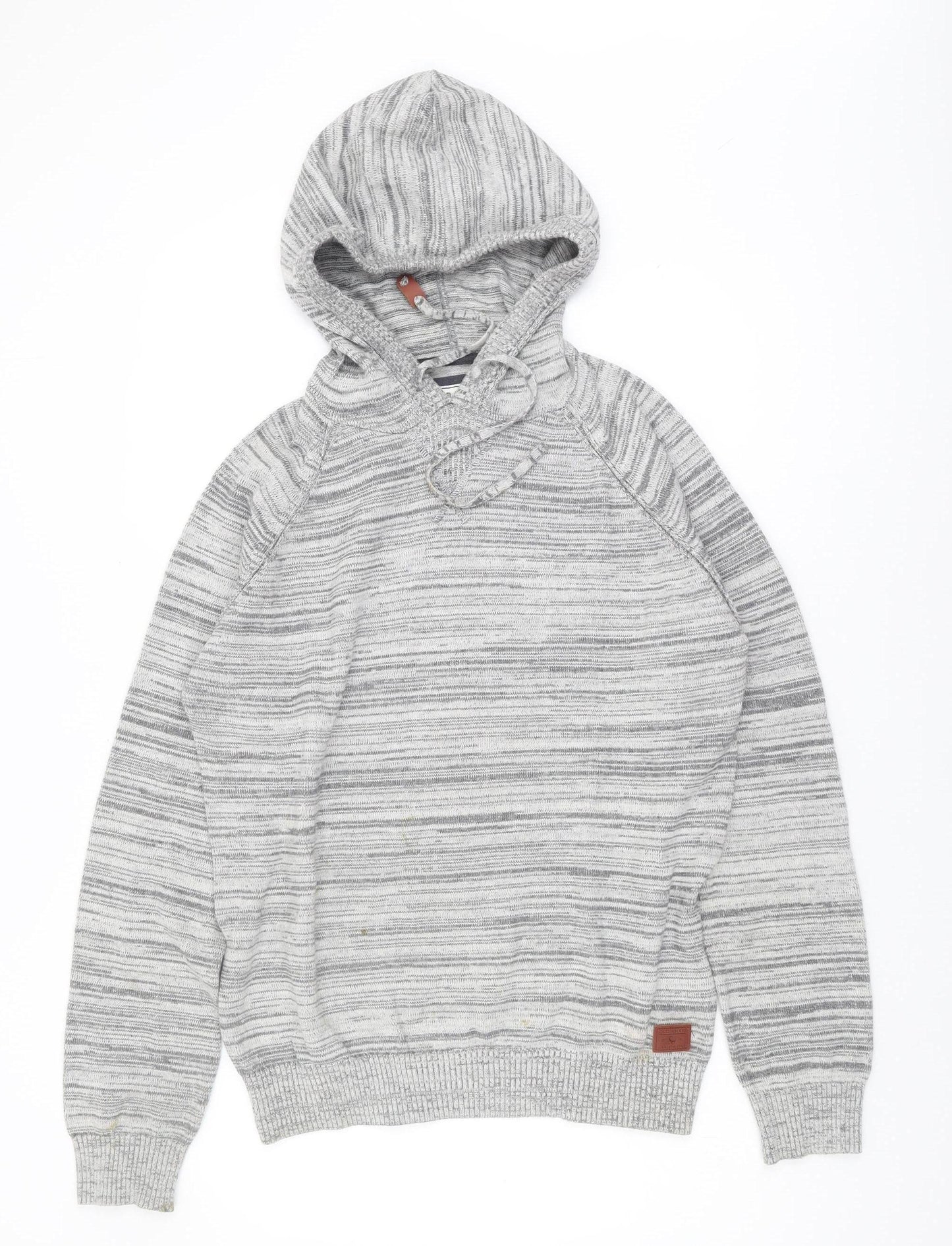 Old Khaki Men's Grey Hooded Pullover Jumper Size L