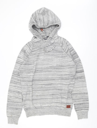 Old Khaki Men's Grey Hooded Pullover Jumper Size L