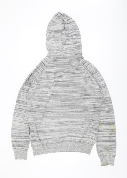 Old Khaki Men's Grey Hooded Pullover Jumper Size L