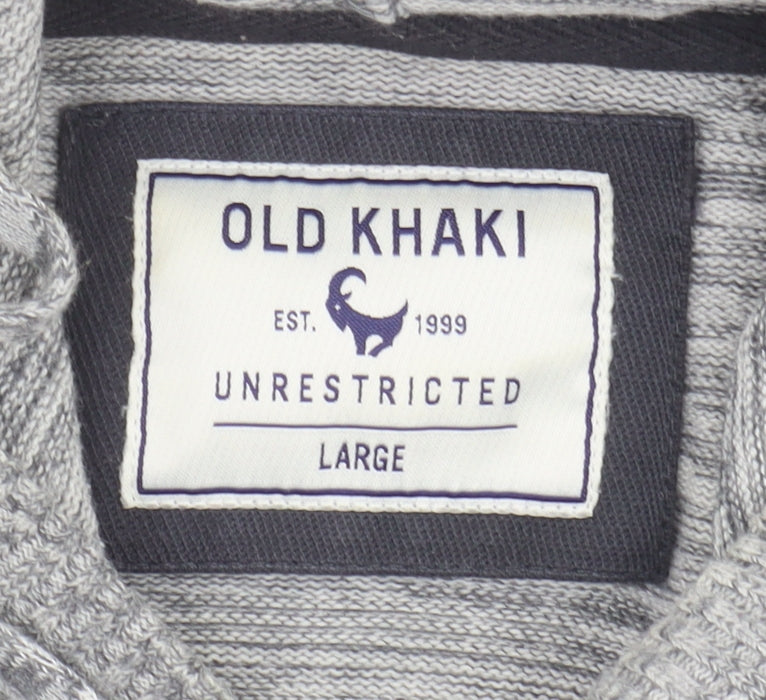 Old Khaki Men's Grey Hooded Pullover Jumper Size L