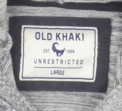 Old Khaki Men's Grey Hooded Pullover Jumper Size L