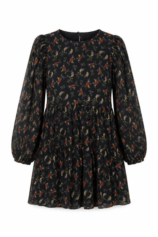 Abercrombie & Fitch Women's Black Floral A-Line Dress XS