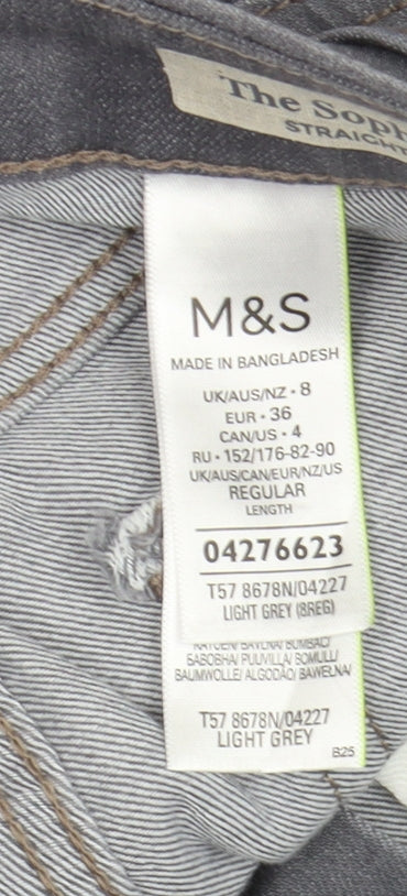 Womens UK Size 8 Marks and Spencer Regular Fit Straight Grey Jeans