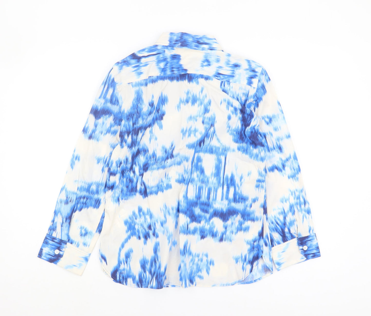 Womens UK Size 12 Zara Blue Basic Button-Up