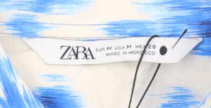 Womens UK Size 12 Zara Blue Basic Button-Up
