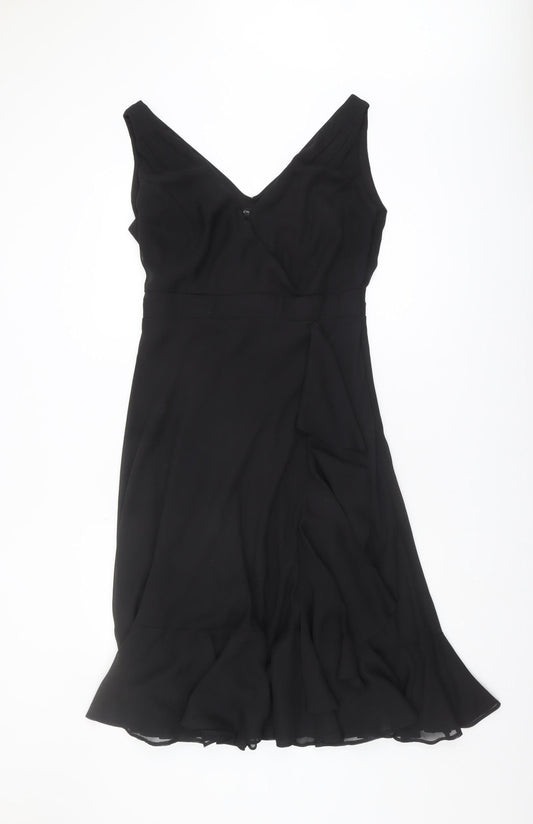 Debenhams Women's Black V-Neck Midi A-Line Dress