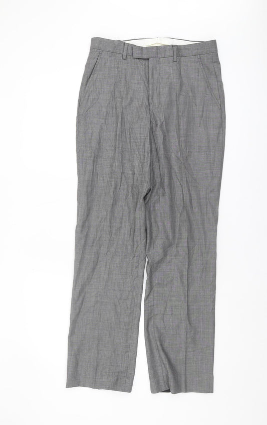 T.M.Lewin Men's Grey Wool Trousers, Size 36, Formal Wear