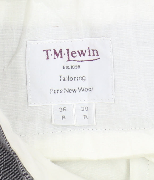 T.M.Lewin Men's Grey Wool Trousers, Size 36, Formal Wear