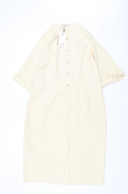 Mango Women's Ivory Shirt Dress, Size 12, Collar, Casual