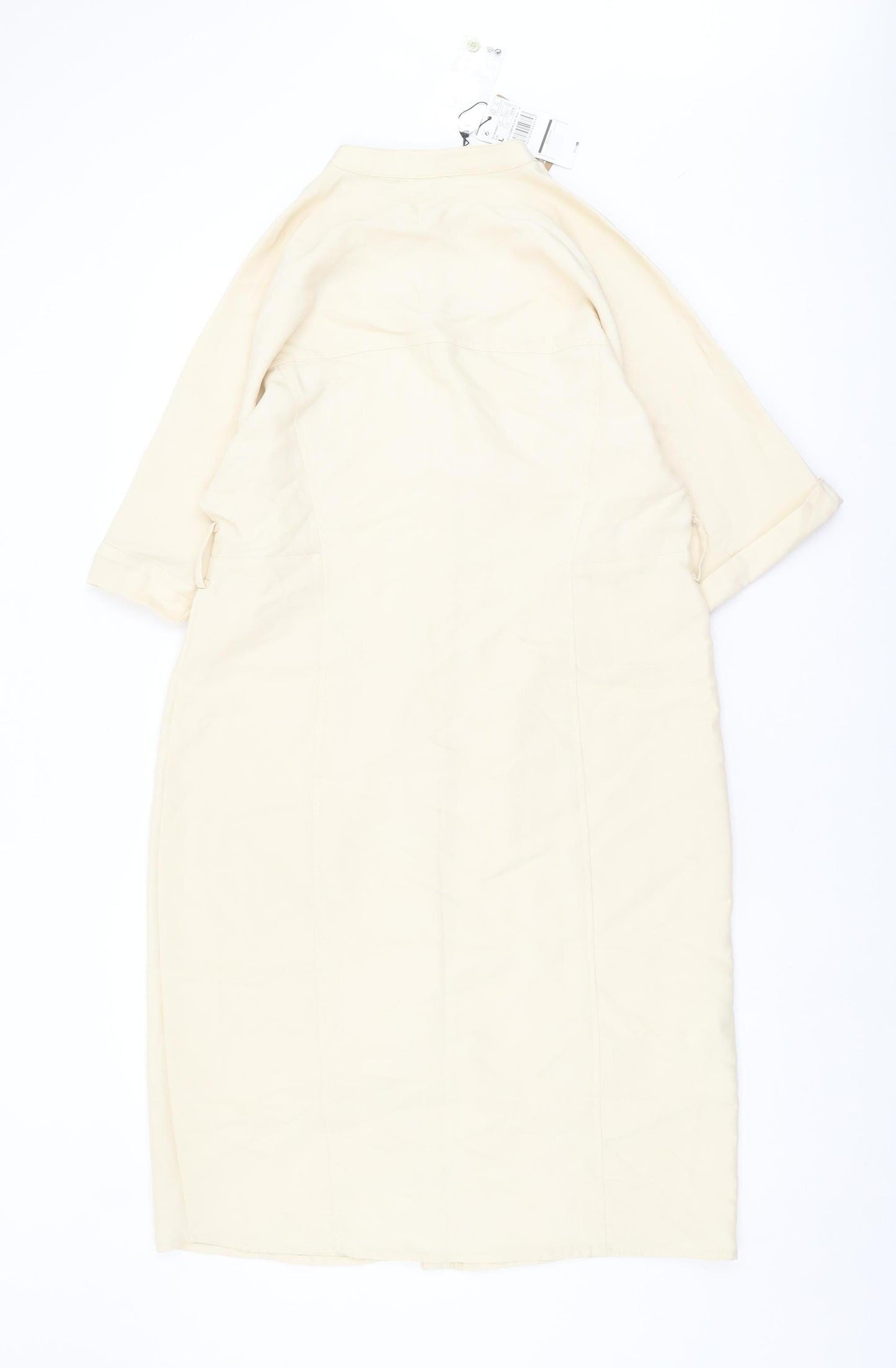 Mango Women's Ivory Shirt Dress, Size 12, Collar, Casual