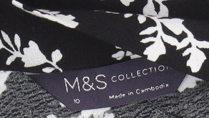 Marks and Spencer Women's Black Floral Skirt Size 10
