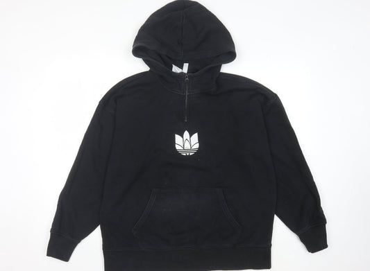 Adidas Unisex Black Hoodie Size 10 with Logo & Zip